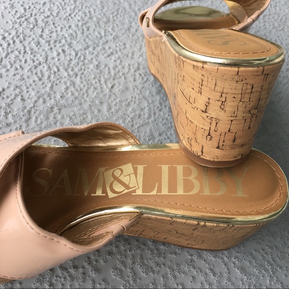 Sam & Libby Pink Wedge Sandals Size 8 - Picture 5 of 8